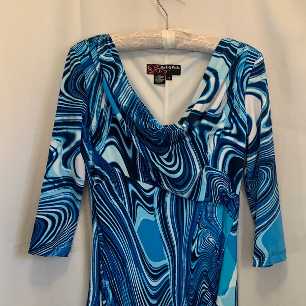 Elegant Blue Swirl Dress size 4 by Peck & Peck